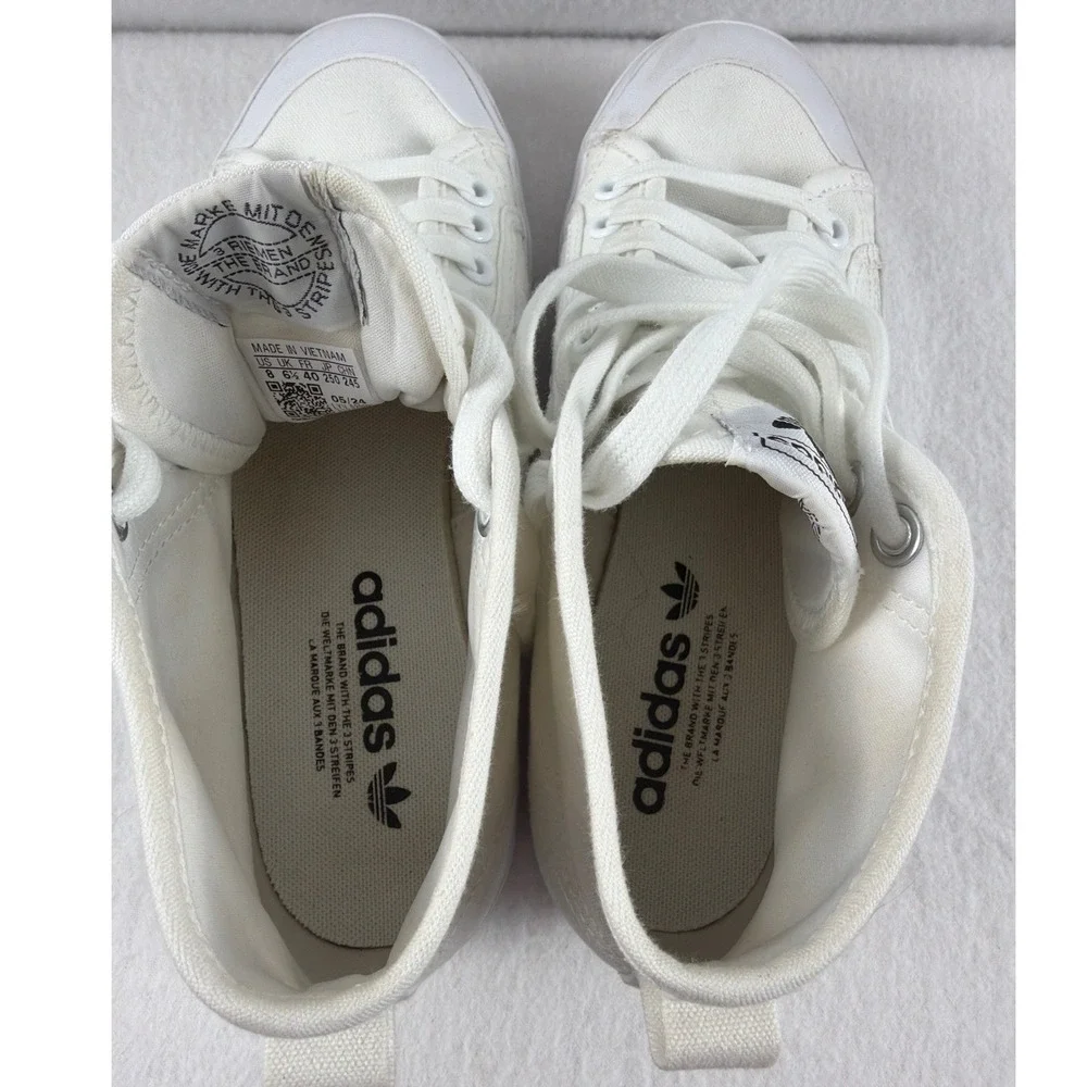 Adidas Nizza Platform High Top‎ Sneakers Womens Size 8 White Canvas FY2782